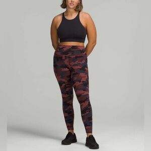 Lululemon Wunder Train High-Rise Tight 28” Leggings Camo Smoky Red Night SeaSz16